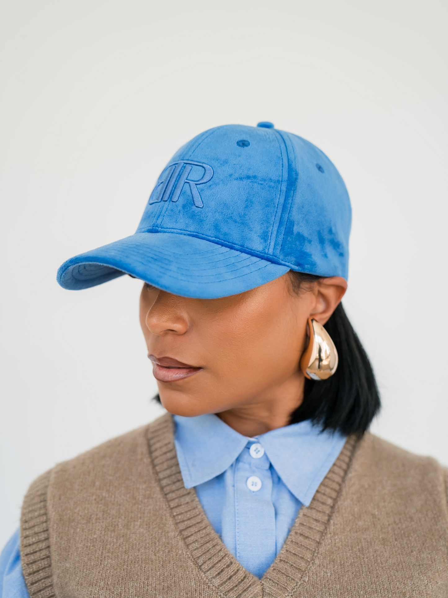 Bronx Velvet Baseball Cap- Blue