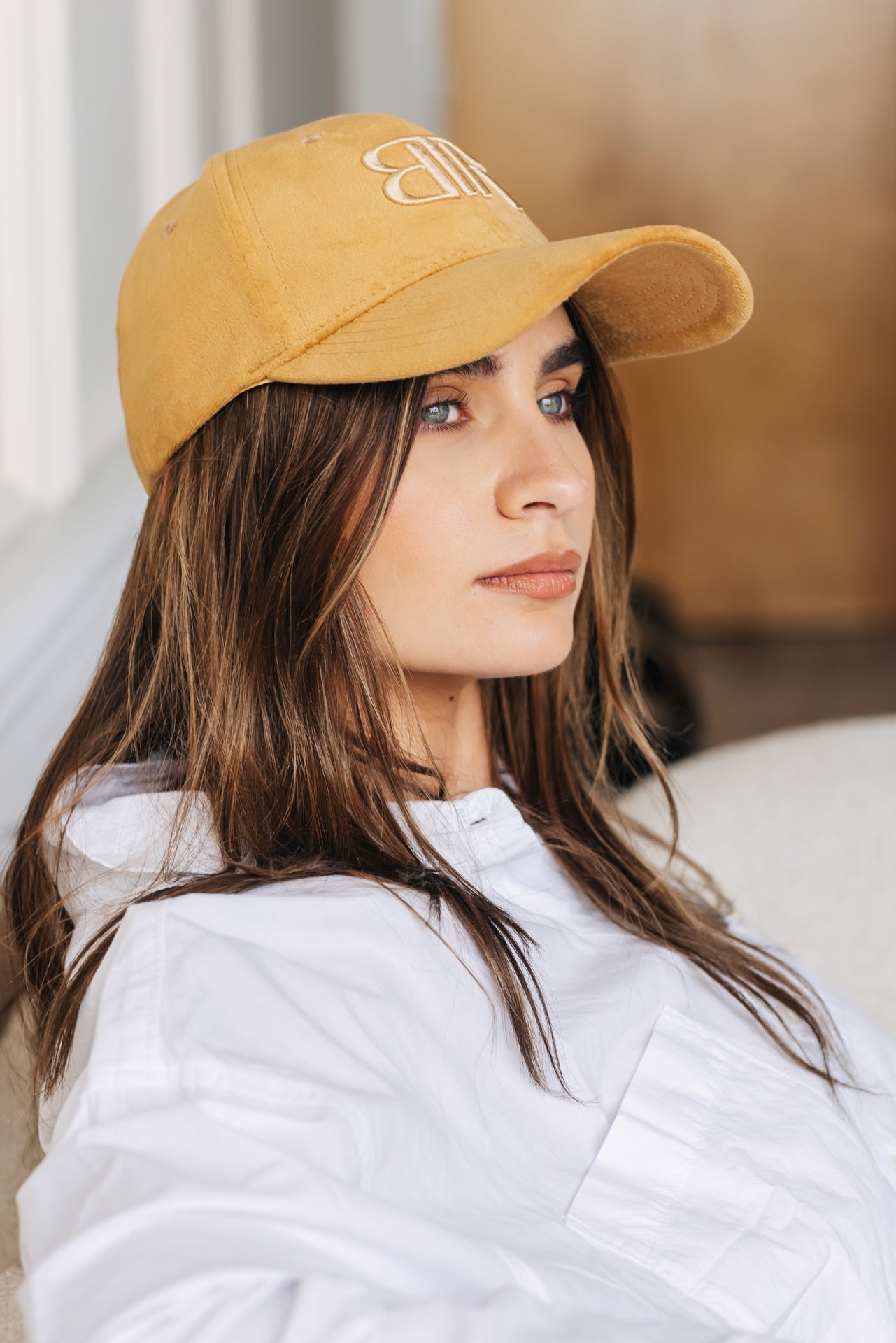 Bronx Velvet Baseball Cap - Tan