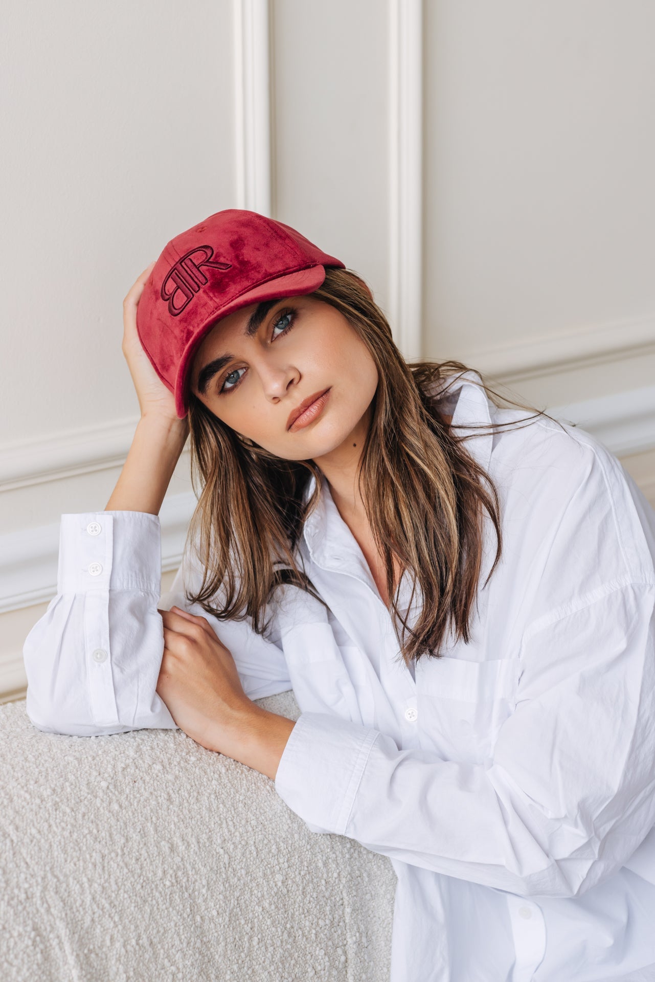 Bronx Velvet Baseball Cap - Burgundy